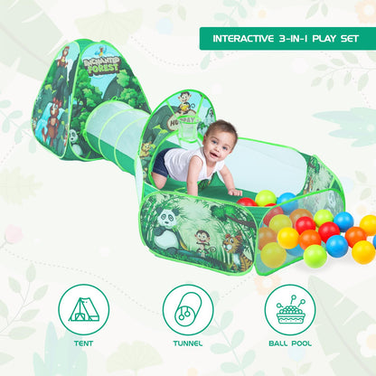 Amazon Brand - Jam & Honey Jungle Animal 3 in 1 Combo Tunnel for Kids (Multi Colour)