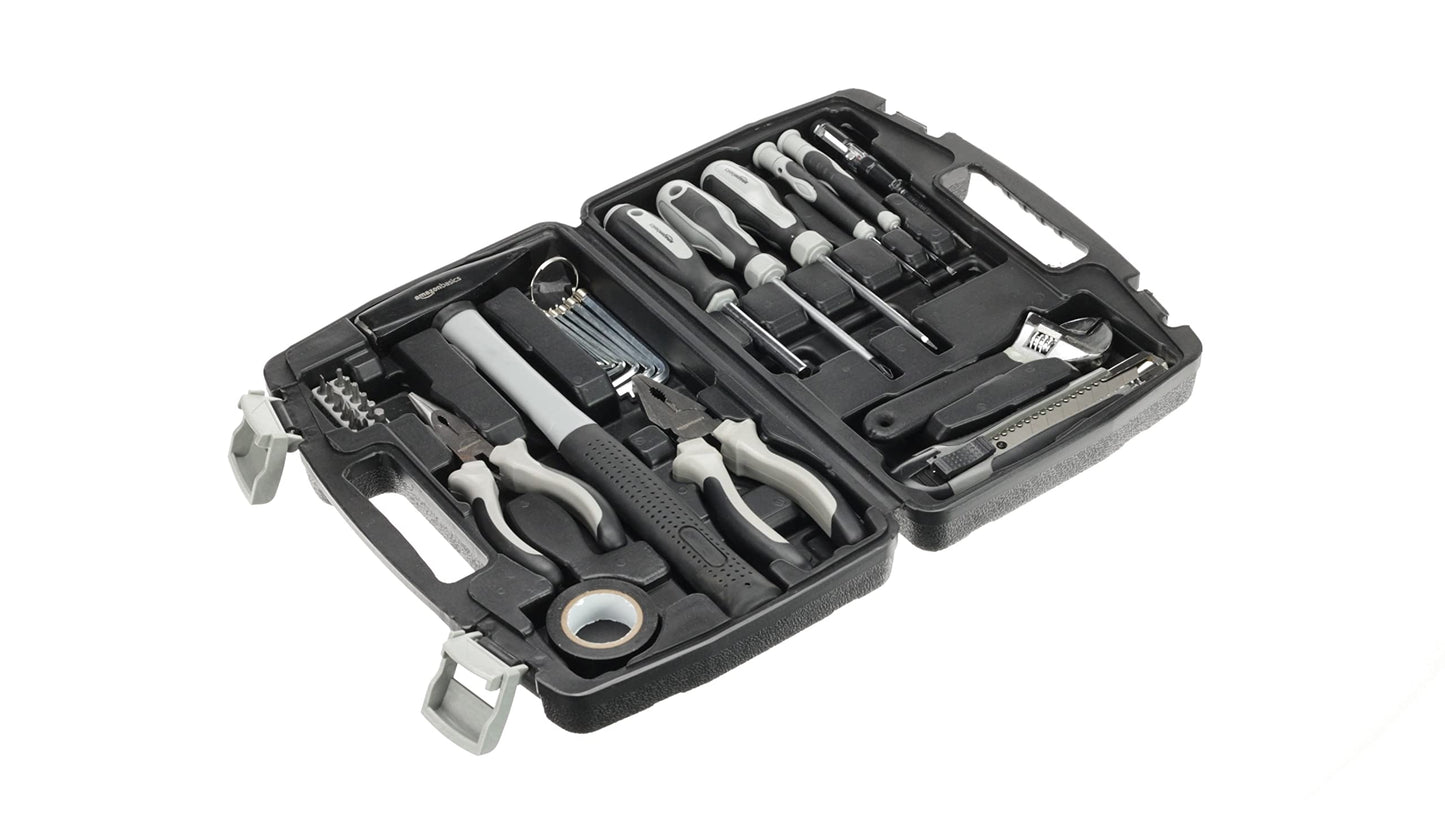 amazon basics 32 Piece Household Tool Set, steel alloy