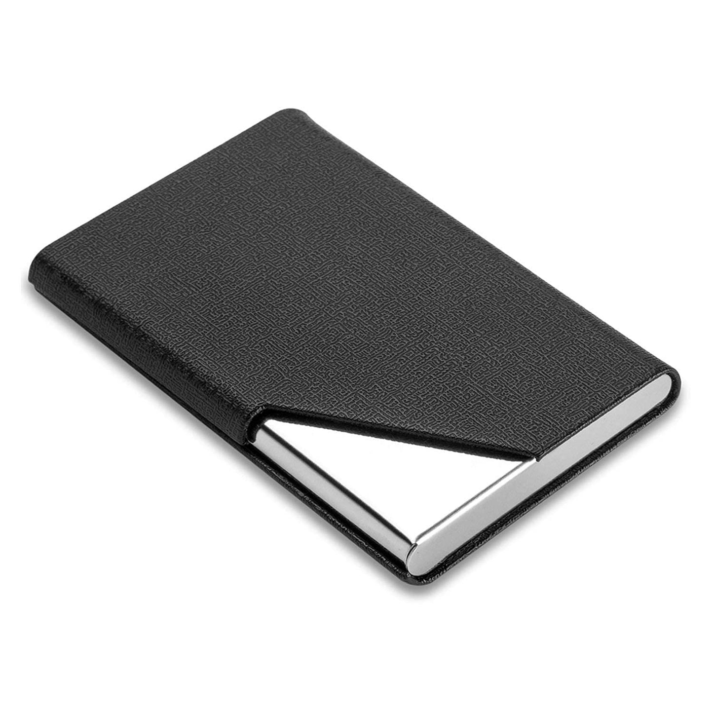 Storite PU Leather Pocket Size Stainless Steel Multi Business Visiting Card Holder Wallet Debit Credit Card Case for Men & Women (Black)