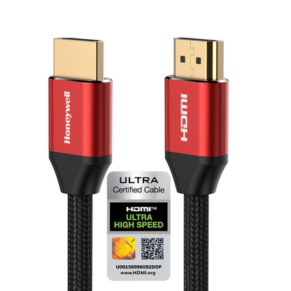 Honeywell HDMI Cable 2.1 with Ethernet, 8k@60Hz, 4k@120Hz UHD Resolution, 1 Mtr(3.3ft), 48 GBPS Transmission Ultra High Speed, Dolby DTS, eARC, 3D,Male-to-Male,Compatible with all HDMI-Enabled Devices