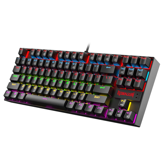 Redragon Kumara K552 Rainbow LED Backlit TKL Ten Key-Less Mechanical Wired Gaming Keyboard Without Numlock Keys (Black)