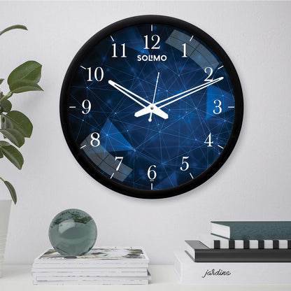 Amazon Brand - Solimo 12-Inch Contemporary Plastic&Glass Analog Wall Clock-Designer(Silent Movement,Black Frame)