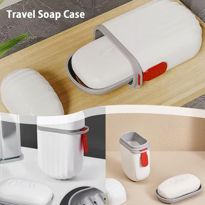 iSTAR 1 Pcs Travel Soap Case 1 Pcs Toothbrush Case Waterproof Travel Soap Dish Shower with Convenient Handle Leakproof Travel Soap Case Holder for Bathroom Camp