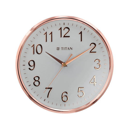 Titan Contemporary Rose Gold Metallic Finish Wall Clock With Silent Sweep Technology - 30 Cm X 30 Cm (Medium) - Analog