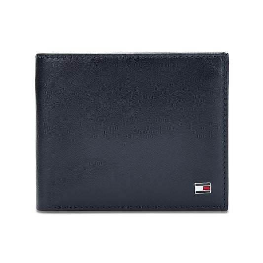 Tommy Hilfiger Elkhom Leather Global Coin Wallet for Men - Navy, 4 Card Slots