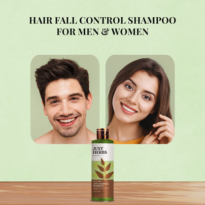 Just Herbs 8 in 1 Root Nourishing Amla Neem Hair Fall Control Shampoo For Men & Women - Suitable For Oily Hair Scalp, Sulphate & Paraben Free 200 ml