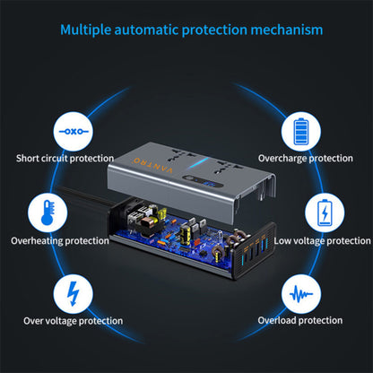 Vantro 200W Car Power Inverter/Laptop Charger with 3 USB (6.2A Max) & 1 C Type(1*27WPD) Smart USB Ports, 2 AC Universal Outlets and 12V DC to 220V AC with QC3.0 Model P2