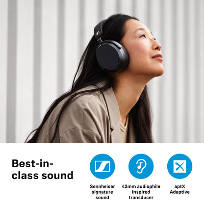 Sennheiser Momentum 4 Wireless Over Ear Headphones, Bluetooth Adaptive Noise Cancelling-ANC & Customizable Sound, 4 Digital Mics for Crystal-Clear Calls,60h Battery, 2 Yr Warranty, Black