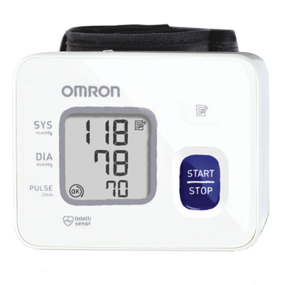 Omron HEM 6161 Fully Automatic Wrist Blood Pressure Monitor with Intellisense Technology, Cuff Wrapping Guide and Irregular Heartbeat Detection for Most Accurate Measurement (White)