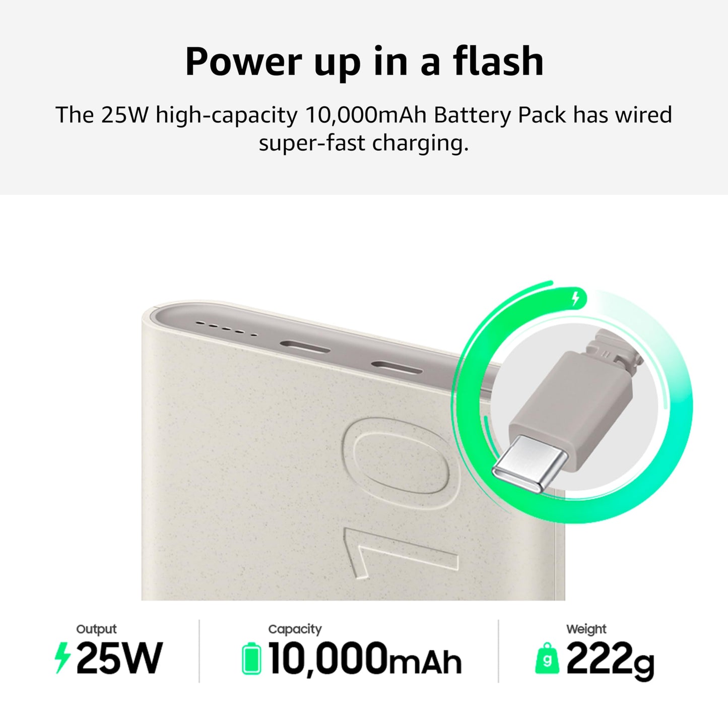 Samsung Galaxy 10000mAh Power Bank, Wireless Battery Pack, Gray