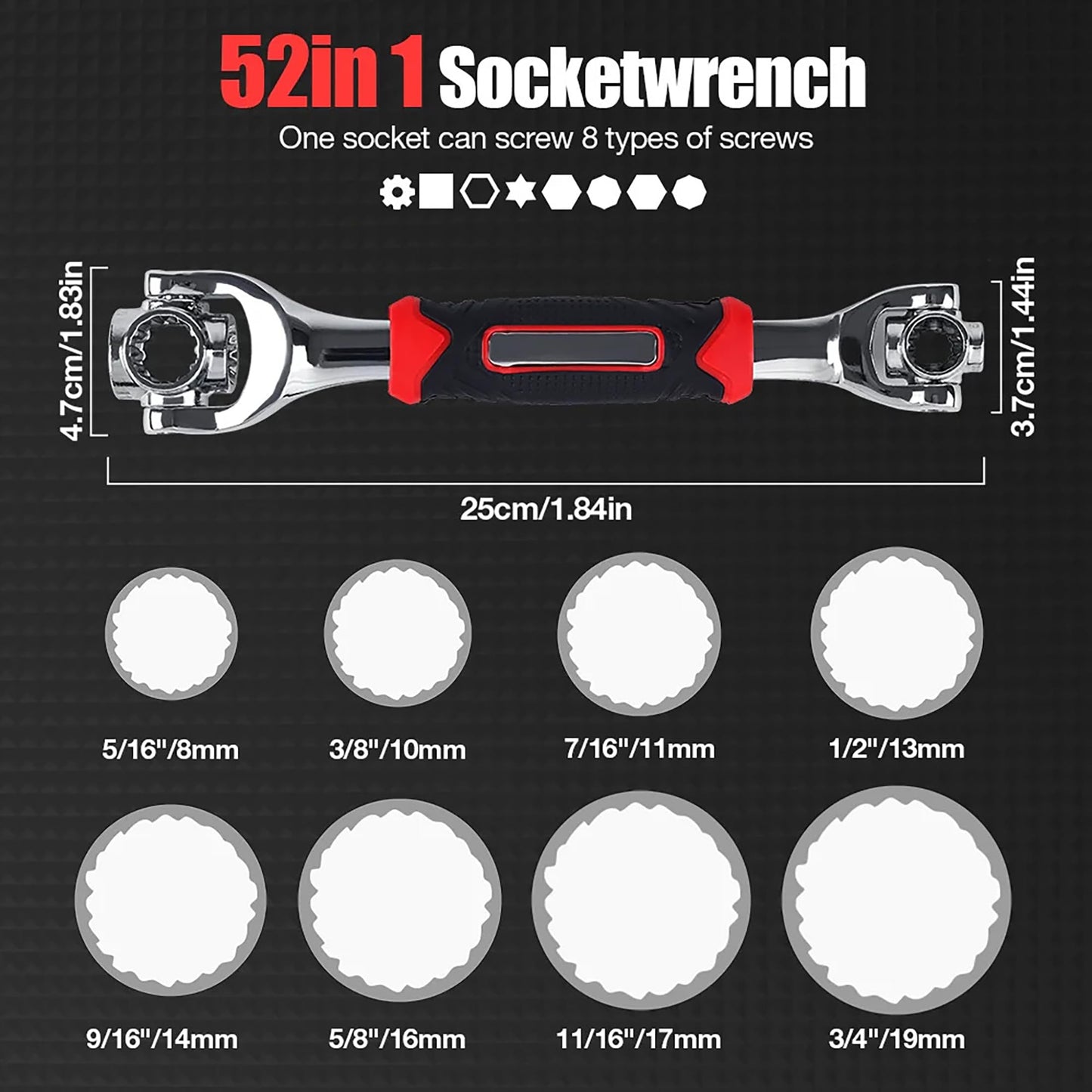 GLUN® Universal Wrench 48 in 1 Socket Wrench Multifunction Wrench Tool with 360 Degree Rotating Head, Spanner Tool for Home and Car Repair