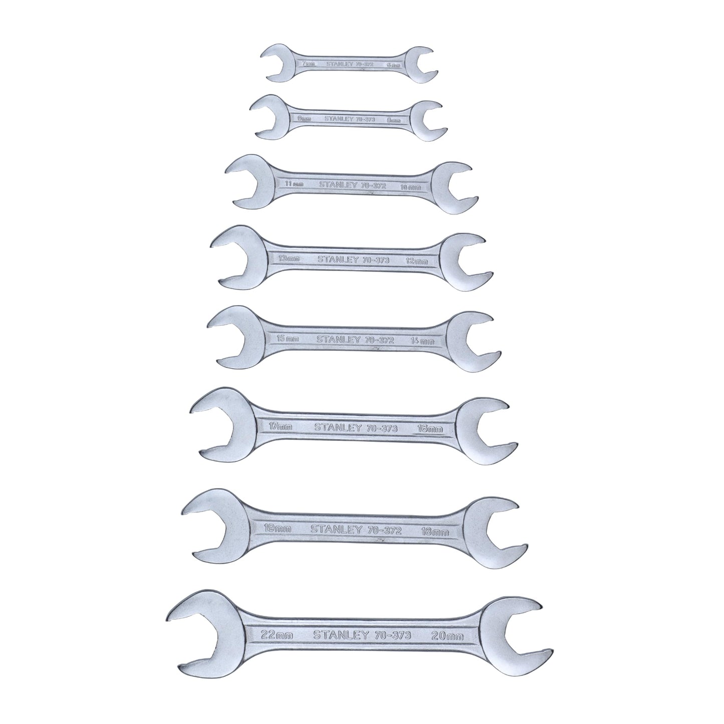 STANLEY 70-379E 8-piece Matte Finish Chrome Vanadium Steel Double Open-End Spanner Set with Maxi-Drive System, Anti-Slip & Anti-Corrosion properties, GREY