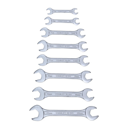 STANLEY 70-379E 8-piece Matte Finish Chrome Vanadium Steel Double Open-End Spanner Set with Maxi-Drive System, Anti-Slip & Anti-Corrosion properties, GREY