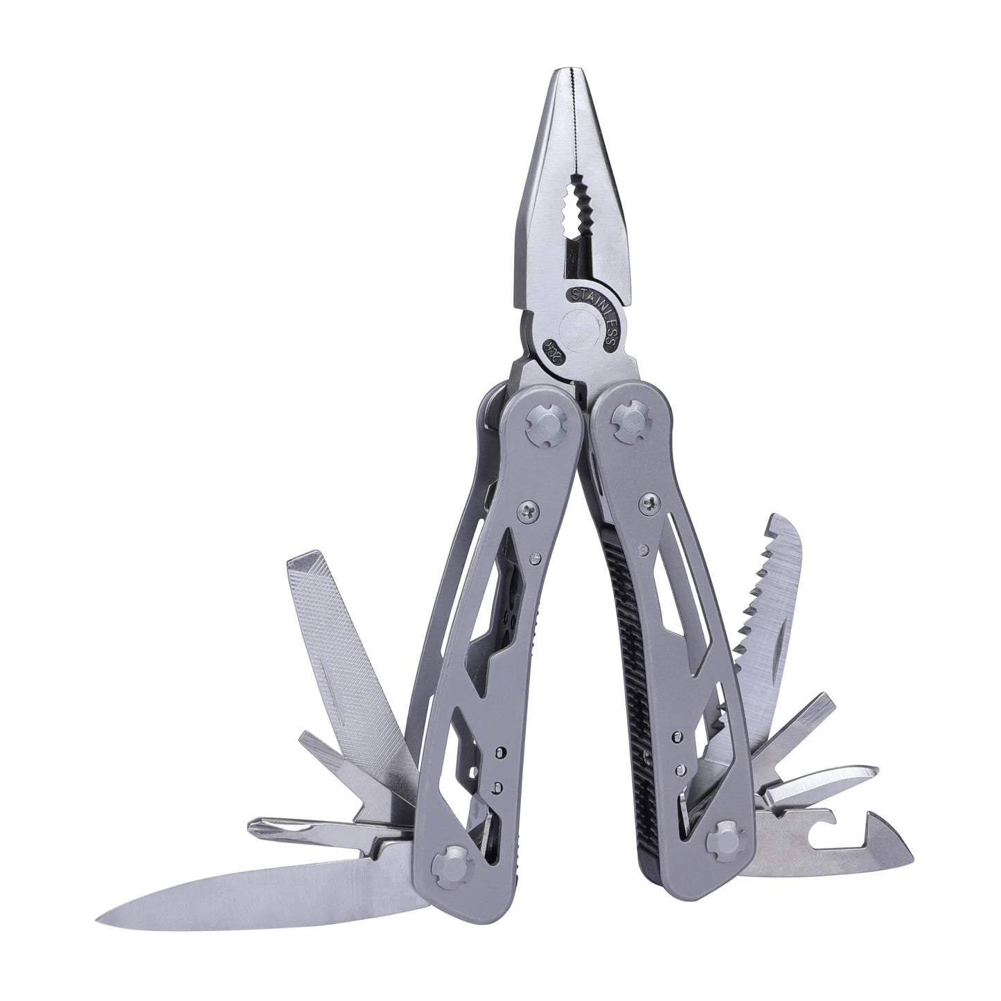 STANLEY 1-84-519 12-in-1 Foldable Multi Tool with Anti-Rust Properties for Minor Repair Work Ideal for Home, Car, Bikes, Camping & Outdoor Activity, GREY