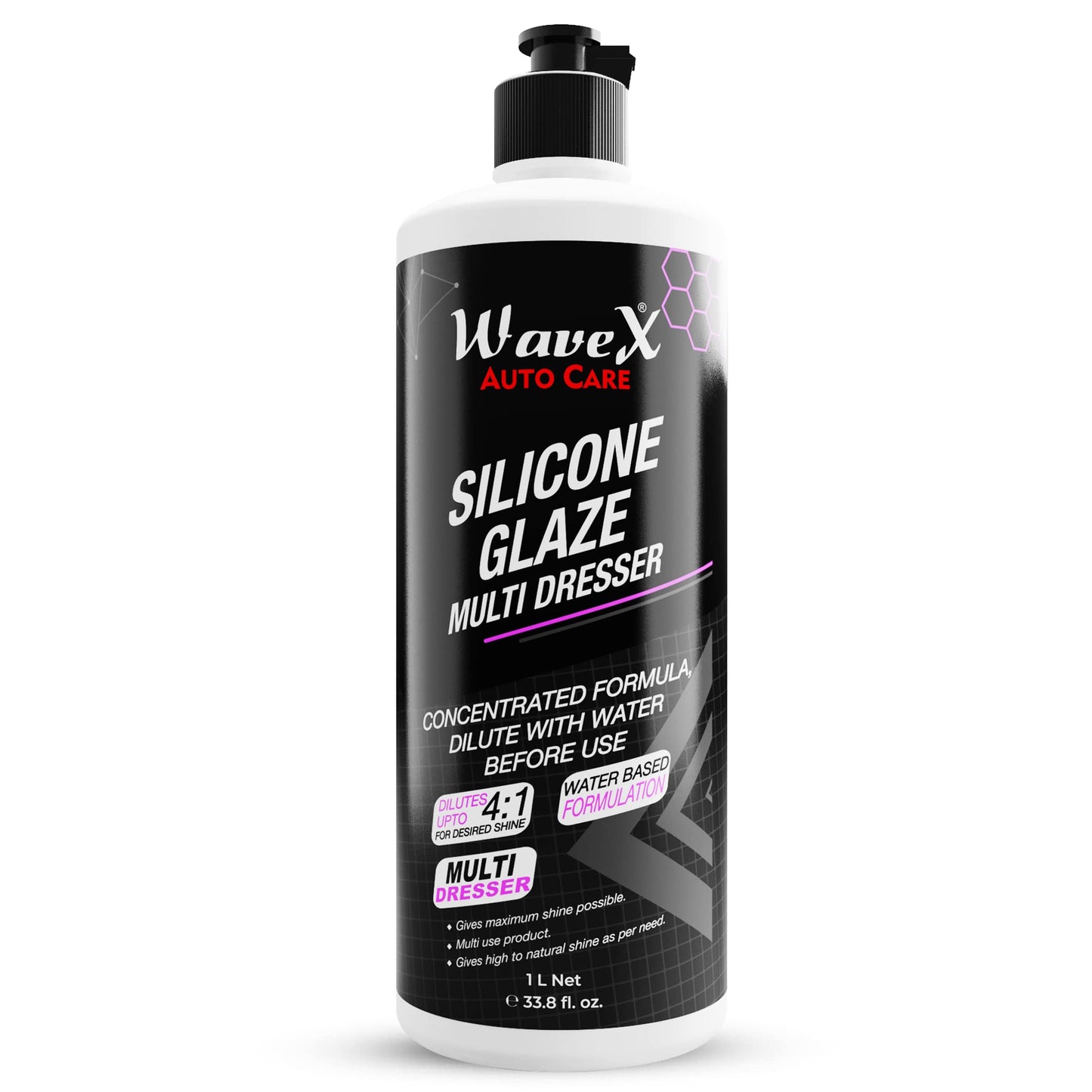 Wavex Plastic Restorer | Silicone Glaze Car Polish Concentrate 1L | Multi Dresser | Dilutes Upto 4:1 for Desired Shine