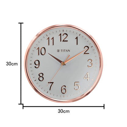 Titan Contemporary Rose Gold Metallic Finish Wall Clock With Silent Sweep Technology - 30 Cm X 30 Cm (Medium) - Analog