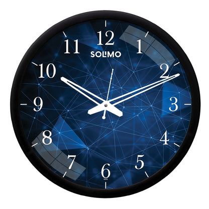 Amazon Brand - Solimo 12-Inch Contemporary Plastic&Glass Analog Wall Clock-Designer(Silent Movement,Black Frame)