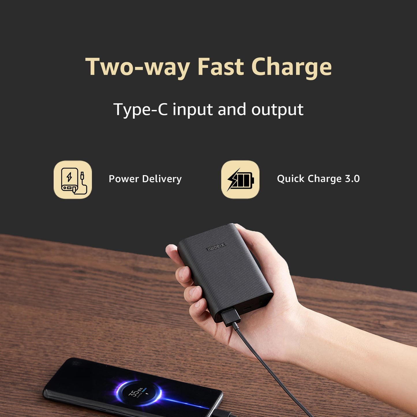 Xiaomi Pocket Power Bank pro 10000mAh 33W Super Fast Charging PD|Compact|Power Delivery|QC 3.0|Type C Input & Output|Triple Output Ports|Blue|Supports Android,Apple,Tablets,Earbuds,Watches etc (MI)