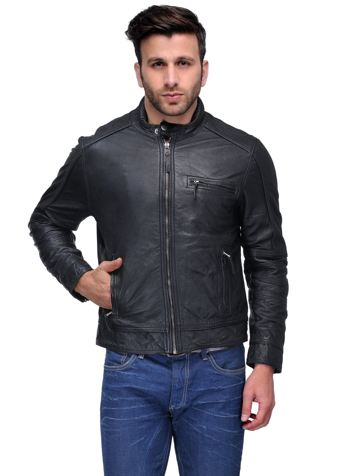 Teakwood Genuine Leather Solid Biker Jacket