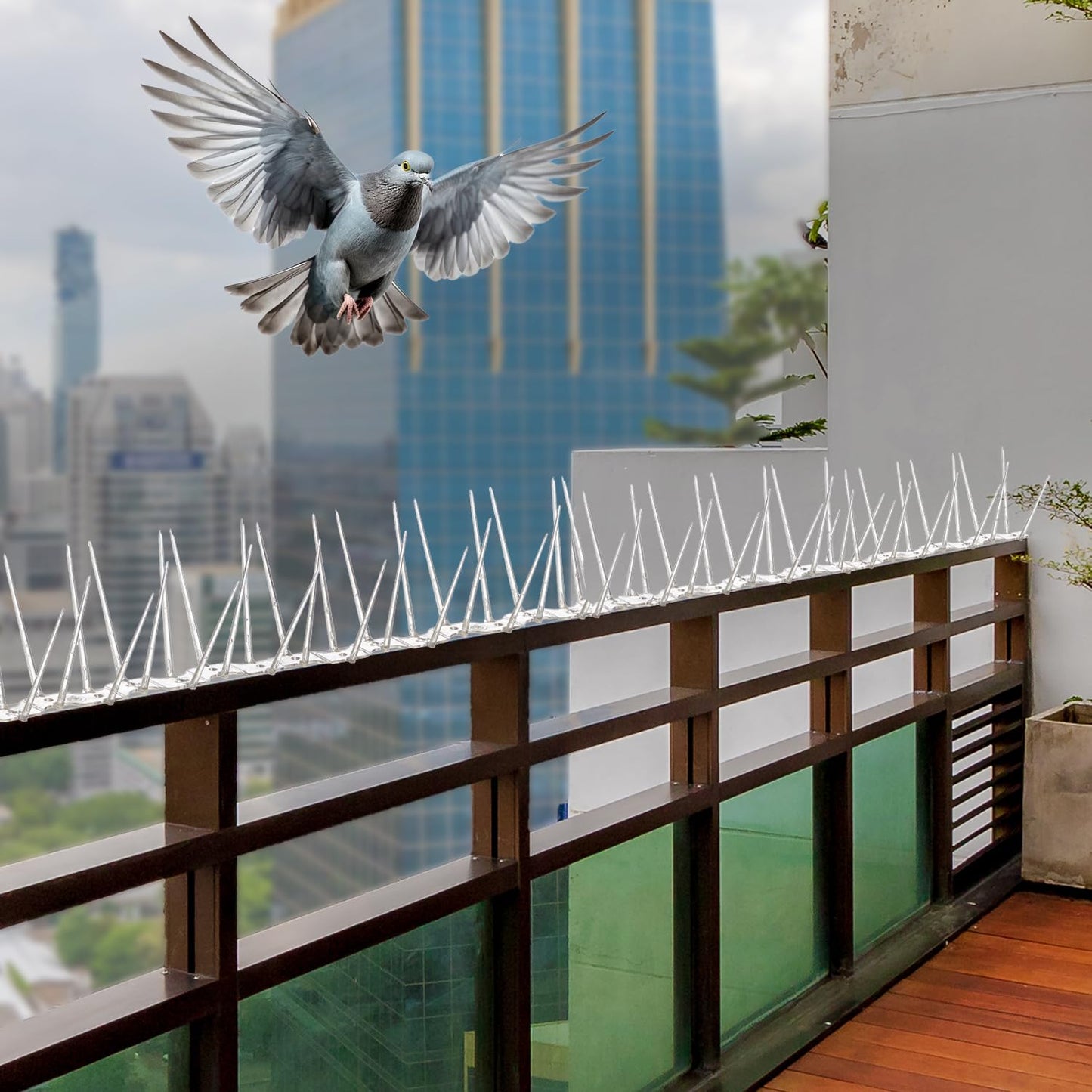 Amazon Brand - Solimo Bird and Pigeon Control Spikes | Weather Resistant | 13 in x 1 in x 3.7 in | Maintenance-Free (10 Pcs)