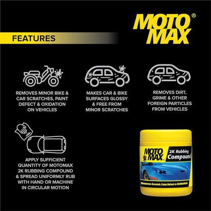 Motomax 2K Rubbing Compound 100g, Pack of 3 | Removes Minor Scratches, Swirl Marks, Paint defect and Oxidization from metal surfaces on Cars, Bike, Motorbikes