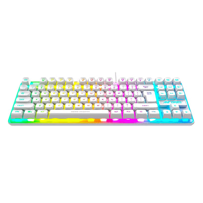 Ant Esports MK700 V2 Membrane TKL Wired Gaming Keyboard, 87 UV Coated Mechanical feel Keys Cool RGB Backlight Waterproof Keyboard for PC Laptop Mobile Tablets Gaming, Design and Work Mercury White