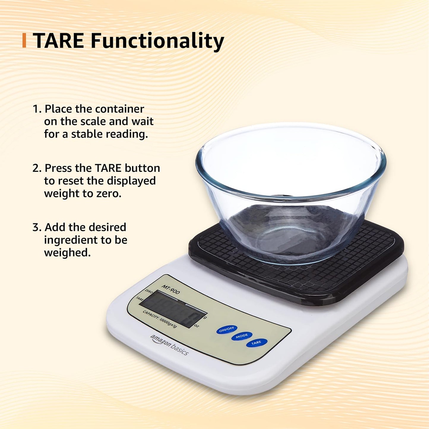 Amazon Basics Portable Digital Weighing Scale for Kitchen | Electronic Weighing Scale With Back light LCD Display and high precision sensors | Range of 1g-10 kg (Black)