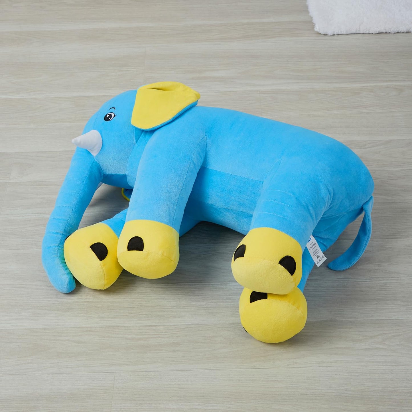 Amazon Brand - Jam & Honey Elephant Plush Hugging Pillow | Soft Toy for Kids | Non-Toxic & Safe | BIS-Approved (Blue)