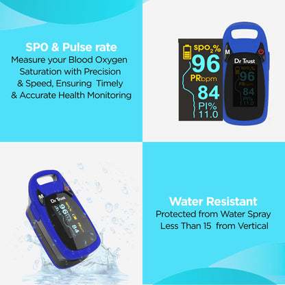 Dr Trust Professional Series Finger Tip Pulse Oximeter With Audio Visual Alarm and Respiratory Rate(Blue)-202