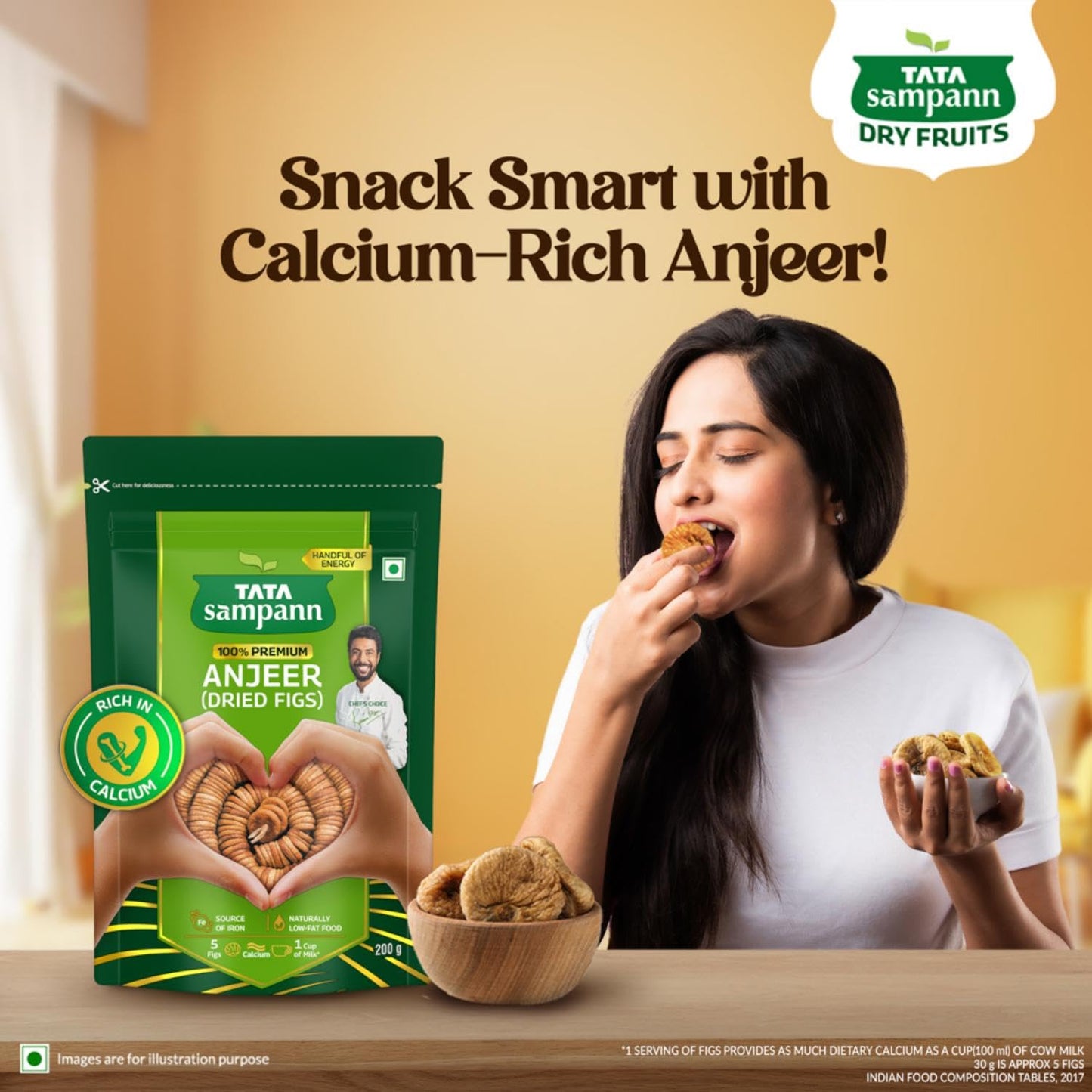 Tata Sampann Premium Anjeer (Dried Figs), 200g, Rich in Calcium & Fibre, Source of Iron, Naturally Low-Fat Food