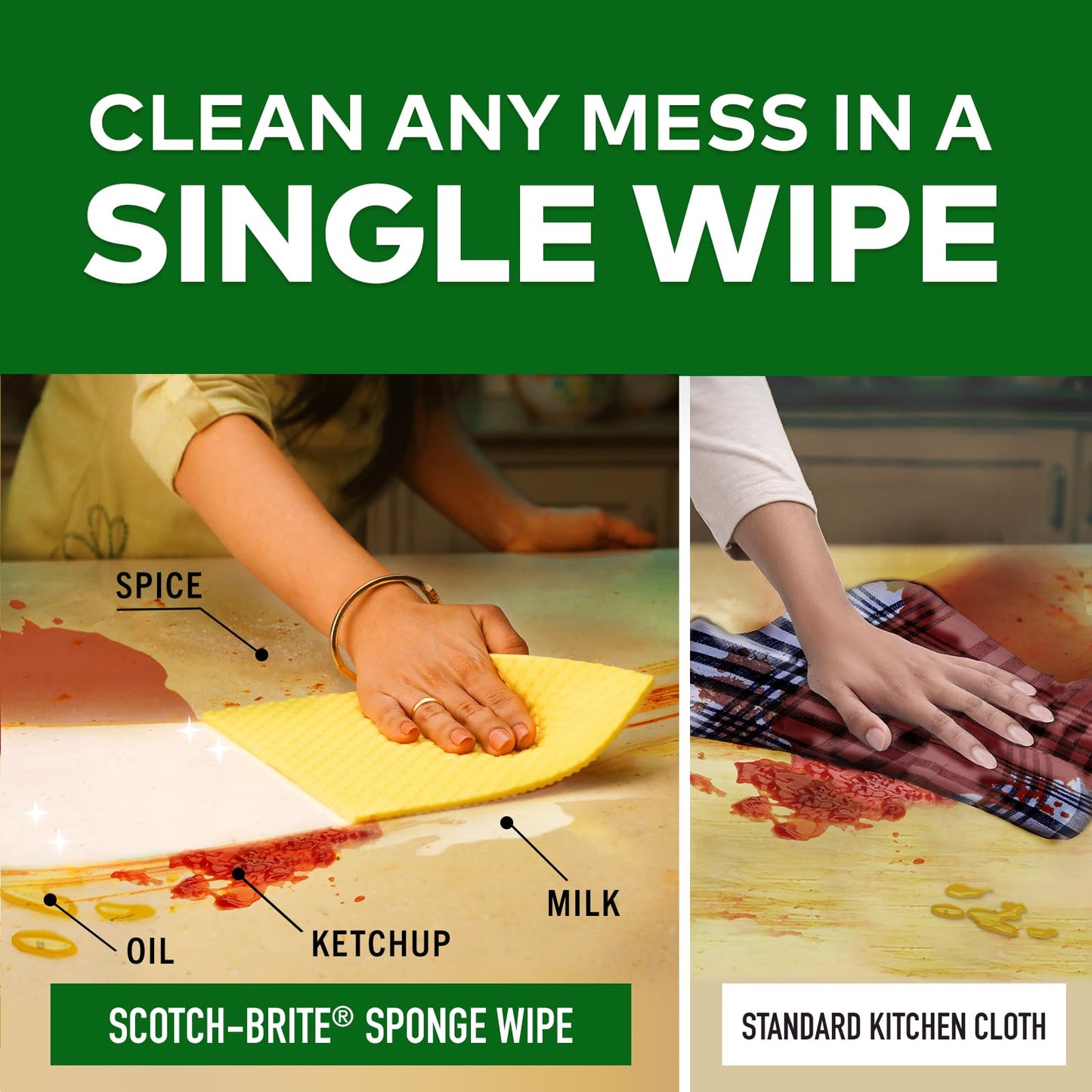 Scotch-Brite Multi-purpose , Easy to use kitchen cleaning Sponge Wipe (3 -Pieces)