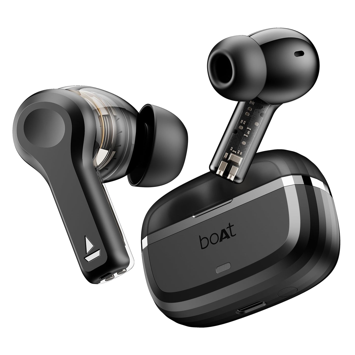 boAt Nirvana Space Truly Wireless in-Ear Earbuds w/ 360º Spatial Audio, ANC (~32dB),100HRS Playback,4 Mics w/AI-ENx™,in-Ear Detection,DLC Drivers, Multipoint Connectivity Ear Buds TWS (Cosmic Black)