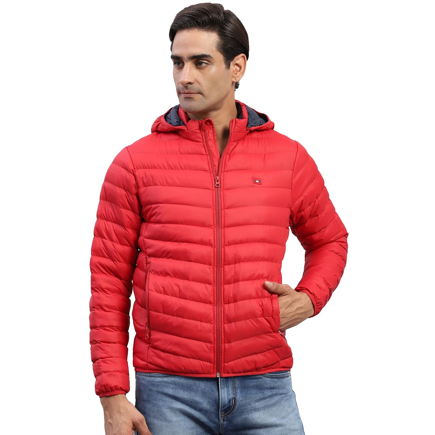 Monte Carlo Mens Solid Red Hooded Full Sleeve Jacket