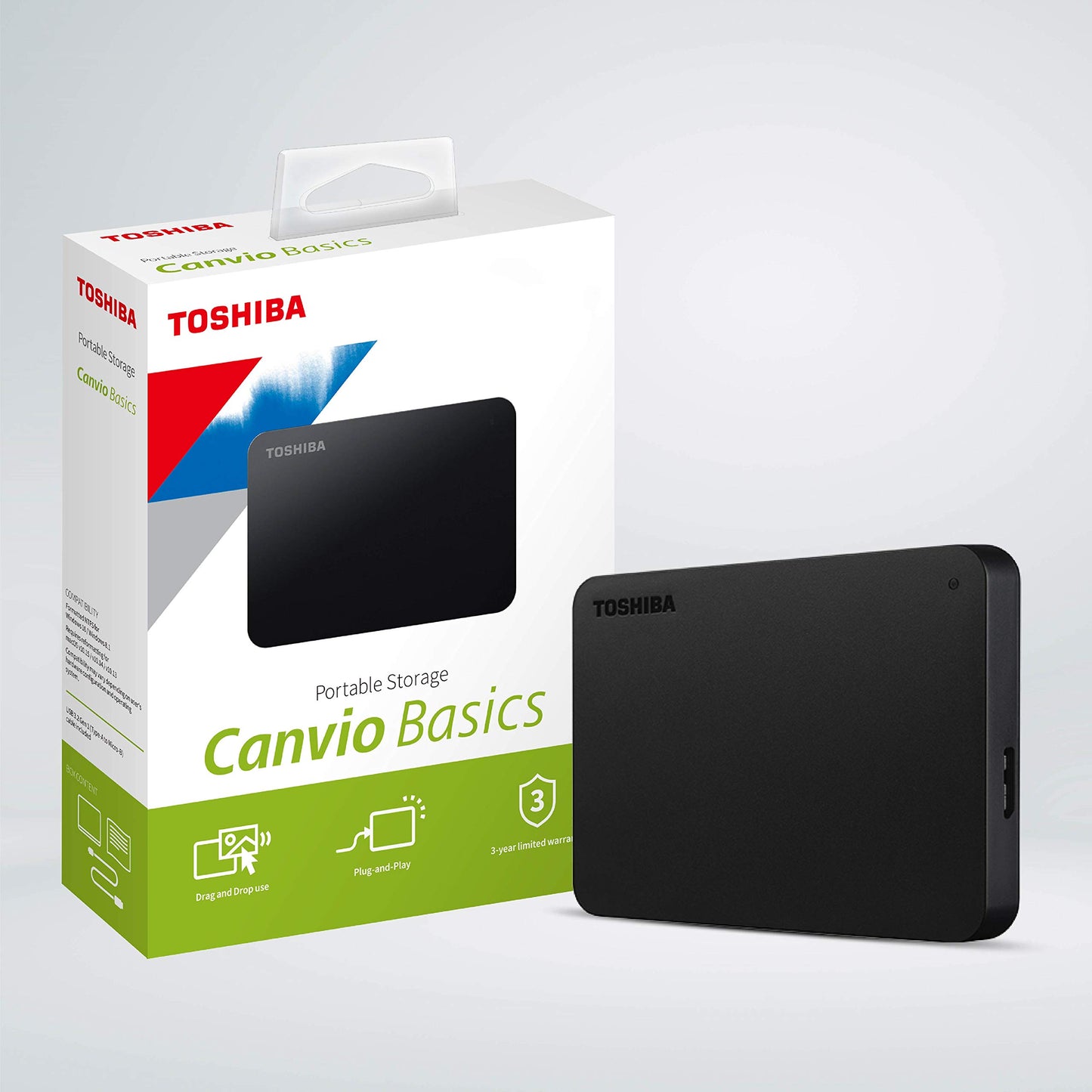 TOSHIBA Canvio Basics 1TB Portable External HDD - USB 3.2 for PC Laptop Windows and Mac, 3 Years Warranty, External Hard Drive - Black