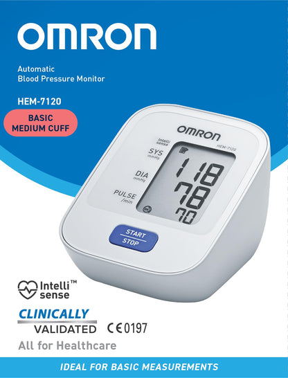 Omron HEM 7120 Fully Automatic Digital Blood Pressure Monitor With Intellisense Technology For Most Accurate Measurement - Arm Circumference (22-32Cm)