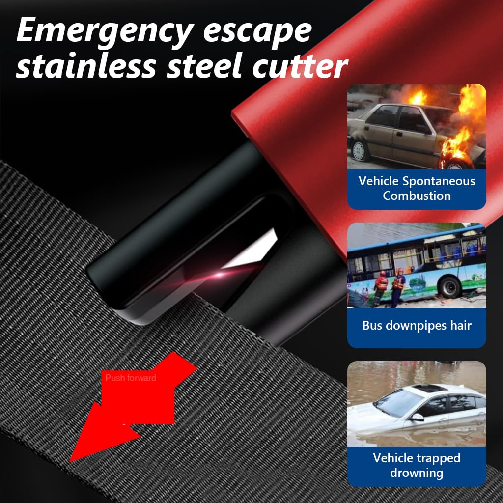 ZIBUYU� Car Emergency Window Breaker Seat Belt Cutter, Aluminium Alloy Car Glass Breaker with LED, Keychain Automotive Car Safety Hammer Escape Tools