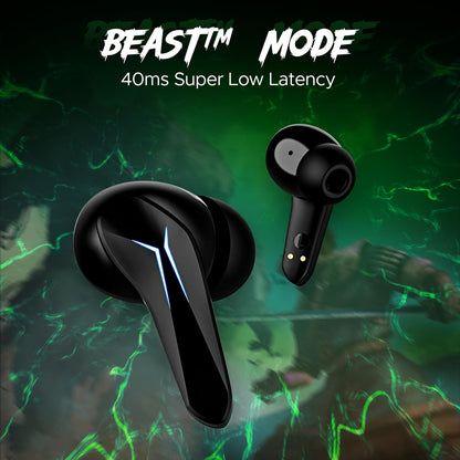 boAt Immortal 141 TWS Gaming Earbuds with Enx Tech,Up to 40 Hrs Playtime,Signature Sound,Beast Mode,Ipx4 Resistance,Iwp Tech,RBG Lights,&USB Type-C Port(Black Sabre)