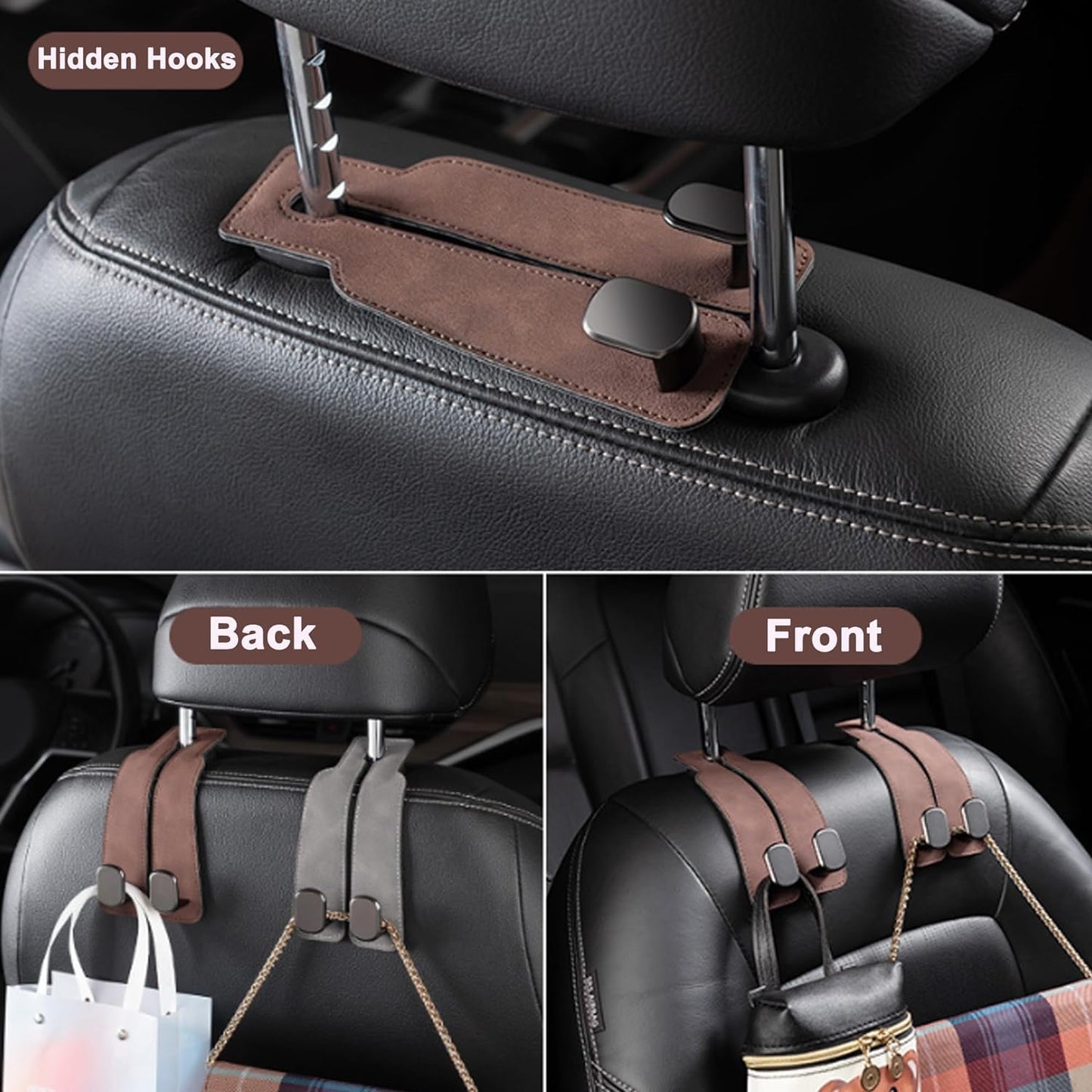 Xfopz Car Seat Hook being used from various angles 