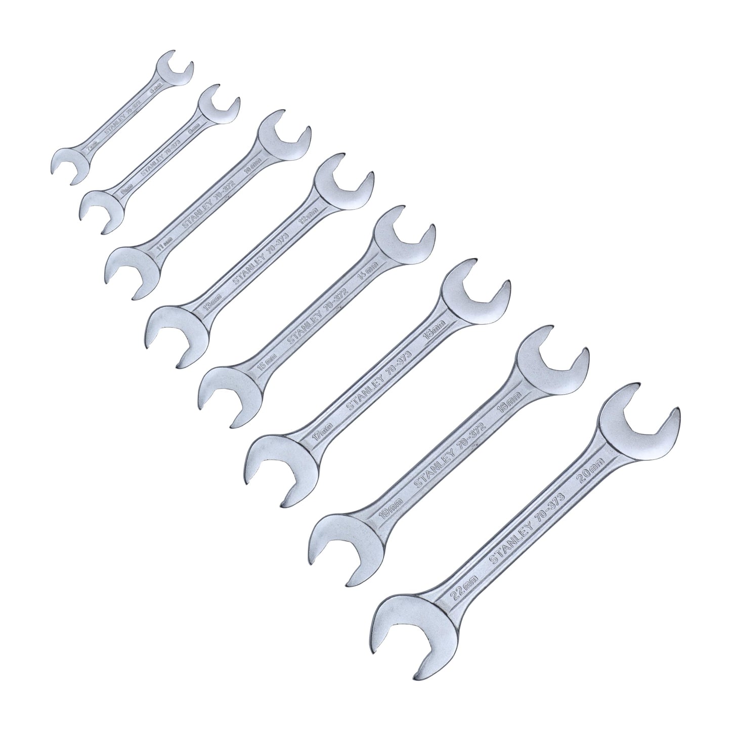 STANLEY 70-379E 8-piece Matte Finish Chrome Vanadium Steel Double Open-End Spanner Set with Maxi-Drive System, Anti-Slip & Anti-Corrosion properties, GREY