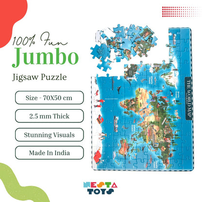 NESTA TOYS - World Map Jigsaw Puzzle for Kids (108 pcs, 70 x 50 cm) | Jumbo Floor Puzzle | Educational Toy (6+ Years)