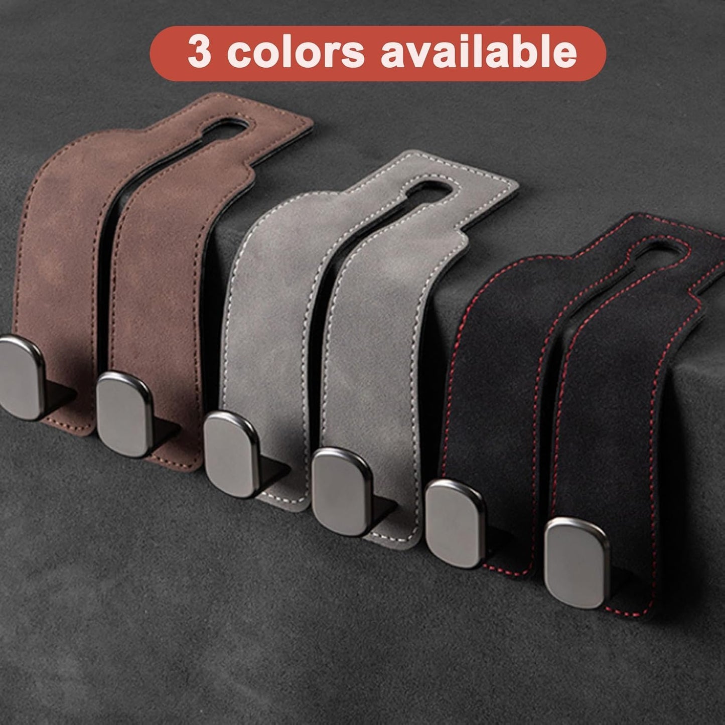 Colors available for Xfopz Car Seat Hook - Black, Brown, Grey