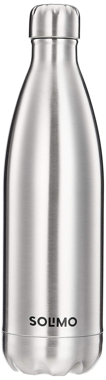 Amazon Brand - Solimo 1000ml Stainless Steel Insulated (Thermosteel) Water Bottle | 24 Hours Hot and Cold | Leakproof, Rust and Corrosion Resistant| For Travel, Office, Trekking, Home (Silver)