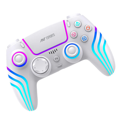 Ant Esports Gp400 Rgb Wireless Controller For Pc / Ps4 / Ps3 /Switch/Android/Ios With Double Shock, Six- Axis Sensor, Turbo Function, Upto 12 Hrs. Play Time, 1000Mah Battery White