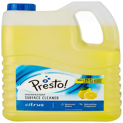 Amazon Brand - Presto! Disinfectant Surface/Floor Cleaner - 5 L (Citrus)|Kills 99.9% Germs