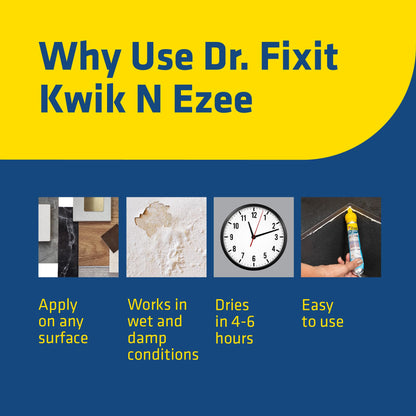 Dr. Fixit Kwik N Ezee Wall Gap & Crack Filler, 150gm (White), DIY Waterproofing for Home Repairs, Kitchen Sink & Wall Cracks, Bathroom Tile Gaps Sealant, Metal, Wood, PVC, Best for Wet & Damp areas