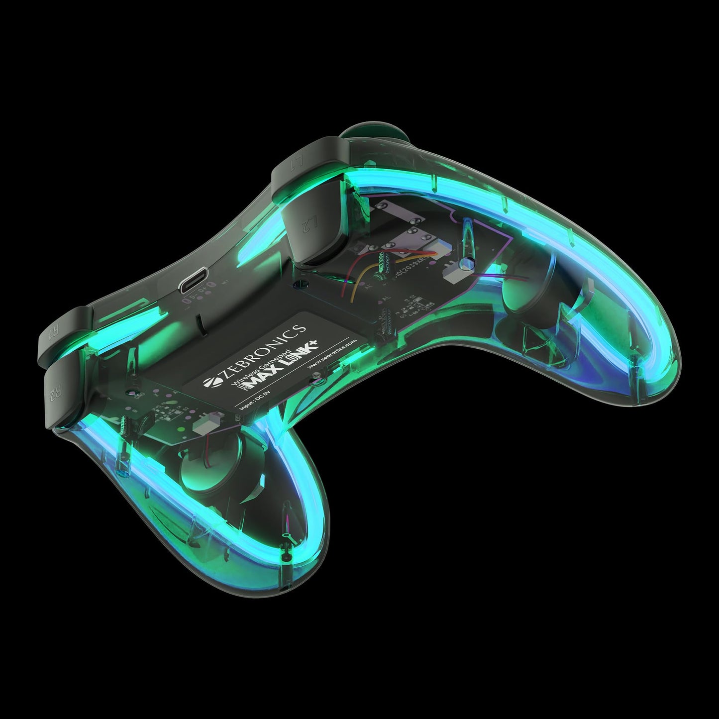 ZEBRONICS MAX LINK + Wireless Gamepad, Dual motors Haptic feedback, Built-in rechargeable battery, RGB light, Plug & play, Supports (Windows | Android | PS3 | PS4 | XBOX 360)