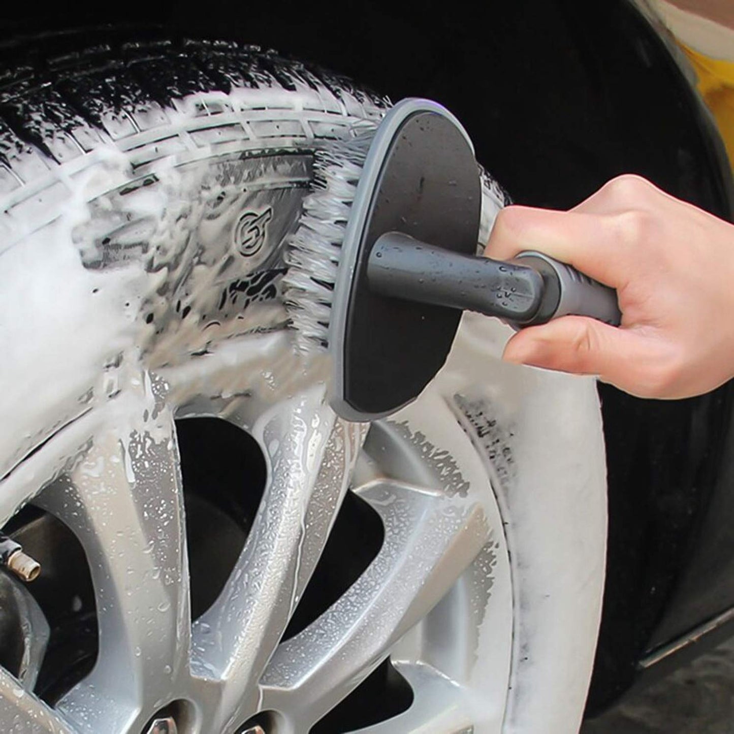 Pivalo PVCTCB1 T-Type Car Tire Cleaning Brush Scrubber with Antislip Handle Multi-Functional SUV Tyre Wheel Rim Hub Washing Cleaner