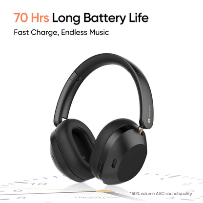 realme TechLife Studio H1 Over The Ear Headphone with 70Hours Playtime 360° Spatial Audio, 40mm Drivers, 80ms Superlow Latency, 43 dB Adaptive ANC-Black