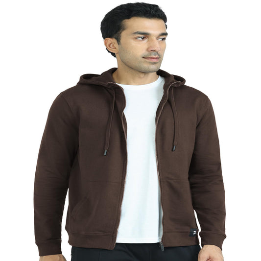 XYXX Men Cotton Rich Hoodie, Relaxed Fit, Solid, Pack of 1, XYHJKT04L, Dark Brown, L