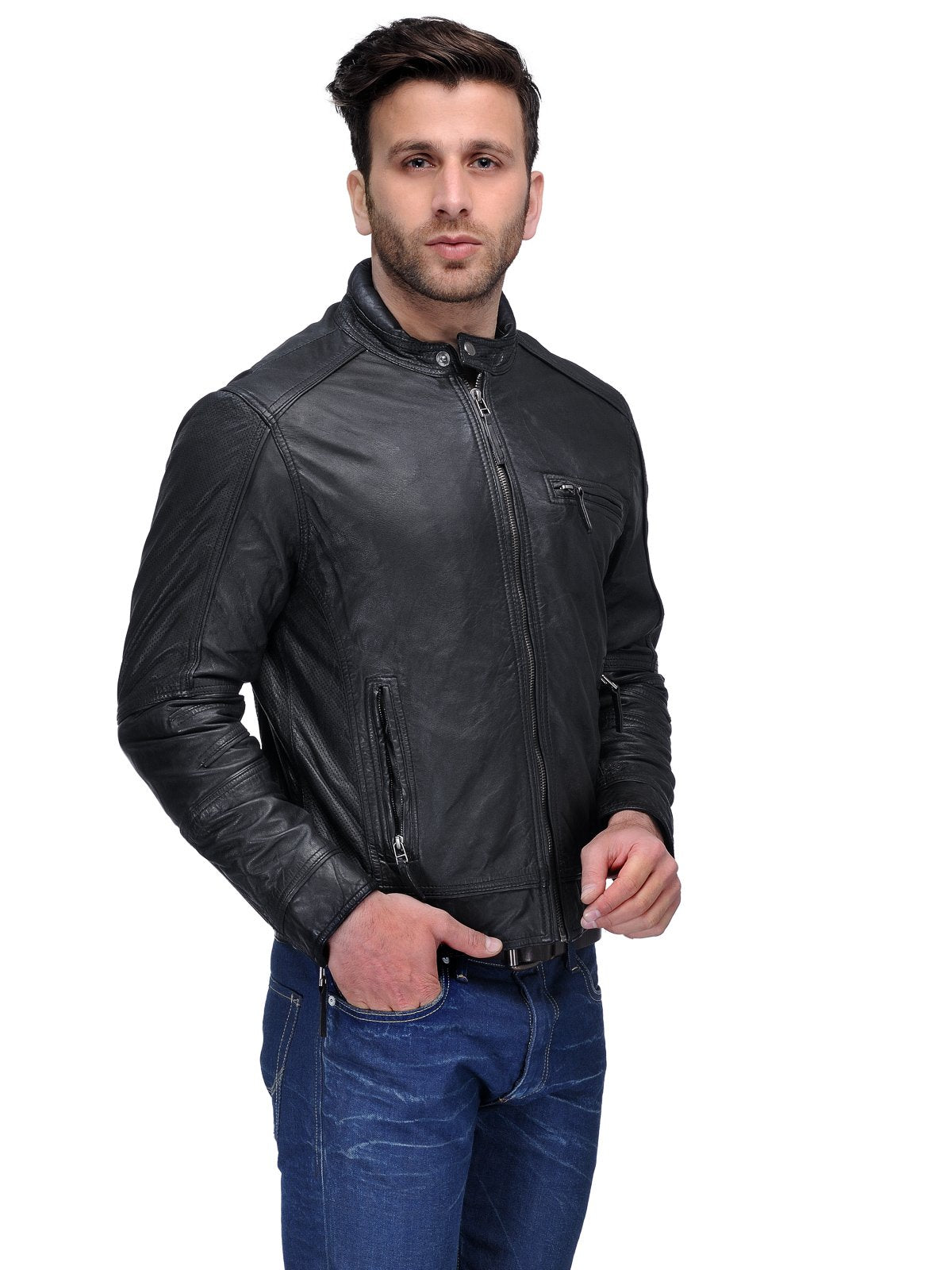 Teakwood Genuine Leather Solid Biker Jacket